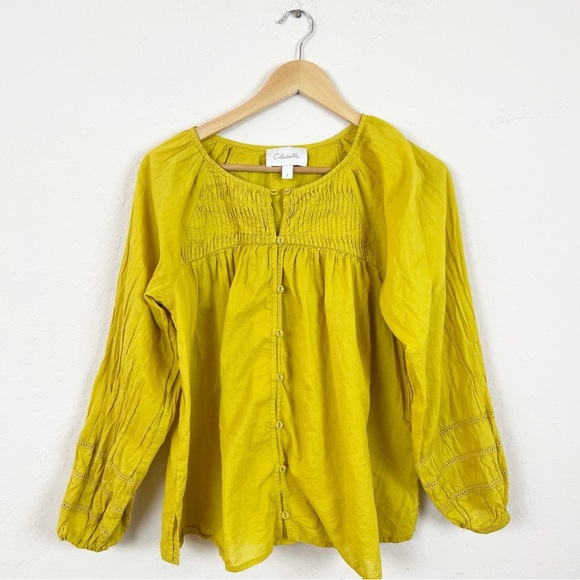 Cleobella Tops - Cleobella Yellow Button Front Peasant Blouse Size Small